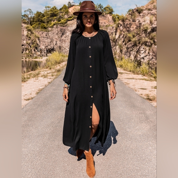 Long Sleeve Round Neck Dress - Picture 3 of 4